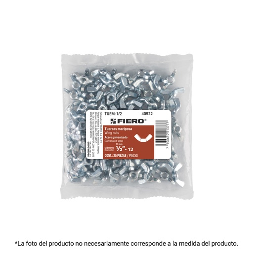 [40921] Bolsa con 50 tuercas tipo mariposa, 3/8' , FIERO TUEM-3/8