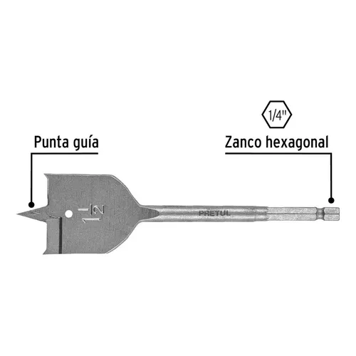 [28107] Broca plana de manita 1-1/2' para madera, Pretul BPP-1-1/2