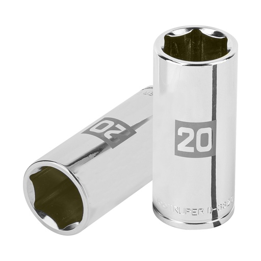 [100995] Dado largo de 20 mm, 6 puntas, cuadro 3/8', TRUPER D-3820-HM-L
