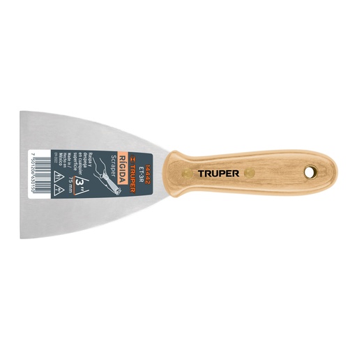 [14442] Espátula rígida 3' con mango de madera, TRUPER ET-3R