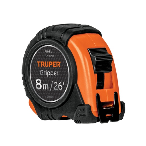 [14579] Flexómetro Gripper contra impactos 8 m cinta 25 mm, TRUPER FH-8M