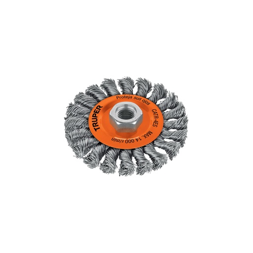 [17527] Carda circular 4' alambre trenzado, eje 5/8'-11, TRUPER CATR-4ES