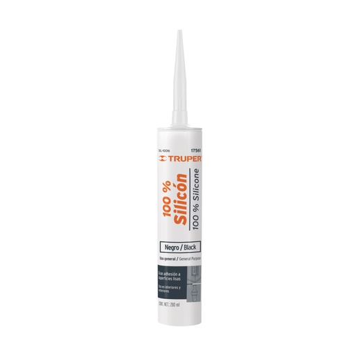 [17561] Sellador negro 100% silicón de 280 ml, TRUPER SIL-100N