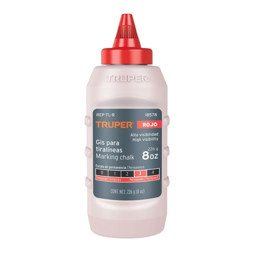 [18578] Gis rojo para tiralíneas, alta visibilidad, 8 oz, TRUPER REP-TL-R