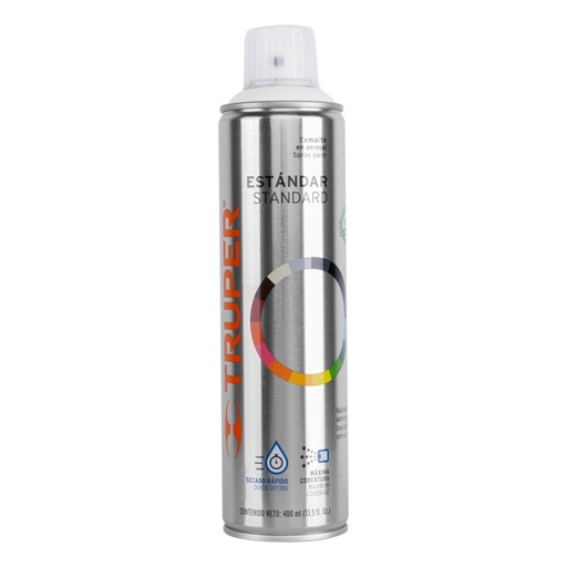 [19034] Pintura aerosol blanco mate, bote esbelto 400 ml, TRUPER PA-BM