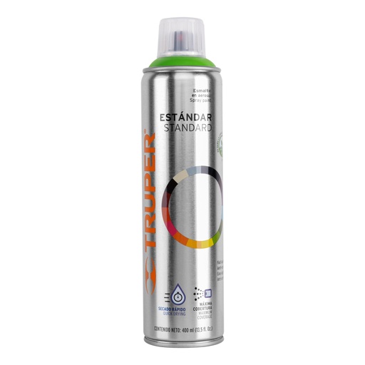 [19046] Pintura aerosol verde manzana, bote esbelto 400 ml, TRUPER PA-VM