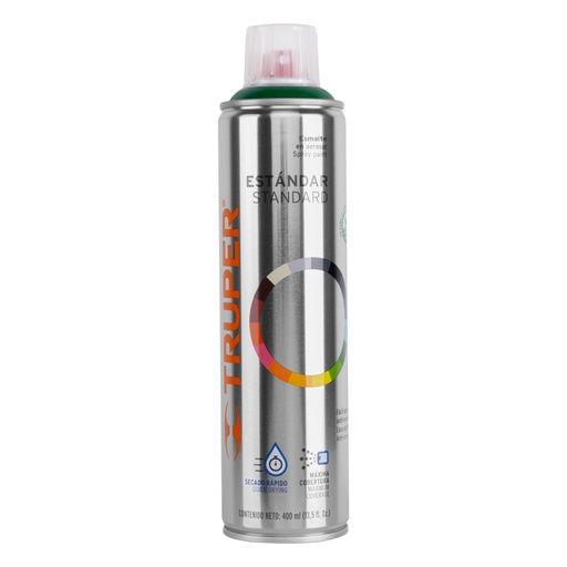 [19047] Pintura aerosol verde hoja, bote esbelto 400 ml, TRUPER PA-VH