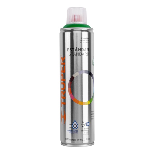 [19048] Pintura aerosol verde ecológico, bote esbelto 400 ml, TRUPER PA-VE