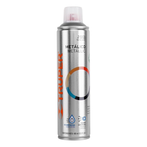 [19059] Pintura aerosol plata metálico, bote esbelto 400 ml, TRUPER PAM-PL