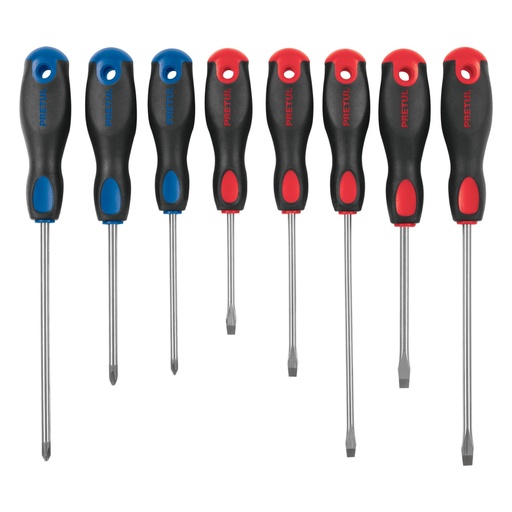 [20219] Juego de 8 desarmadores mango Comfort Grip, PRETUL JD-8BP