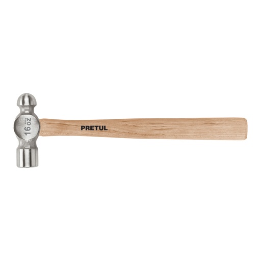 [22658] Martillo pulido de bola 16 oz mango madera, PRETUL MB-16P