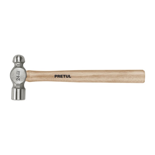[22659] Martillo pulido de bola 24 oz mango madera, PRETUL MB-24P