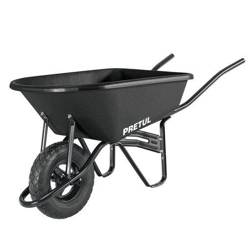 [22703] Carretilla concha plástica 5 ft3 Neumática b/tubular, PRETUL TP-5N