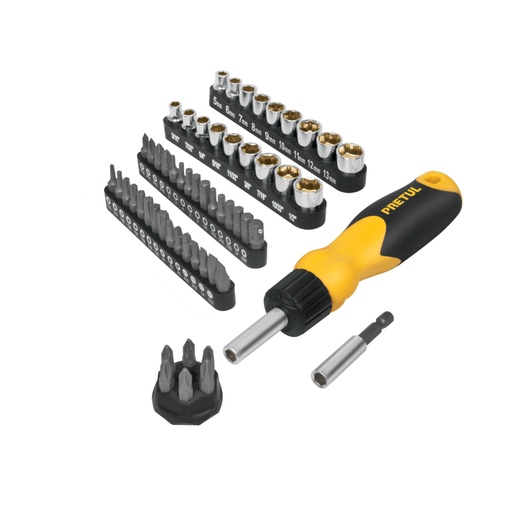 [22976] Desarmador tipo matraca con 35 puntas y 18 dados, PRETUL AUTO-61