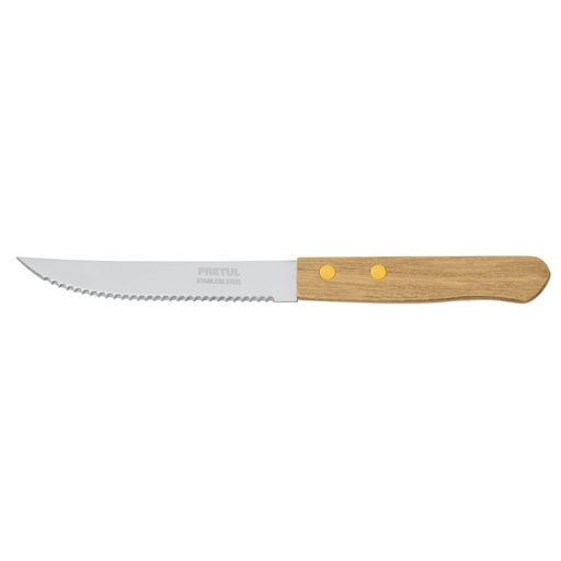 [23083] Cuchillo con sierra para asado 5' mango de madera, PRETUL CUCH-M52