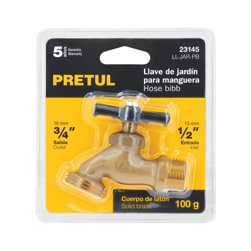 [23145] Llave p/manguera, de latón 100g, 1/2', blíster, PRETUL LL-JAR-PB