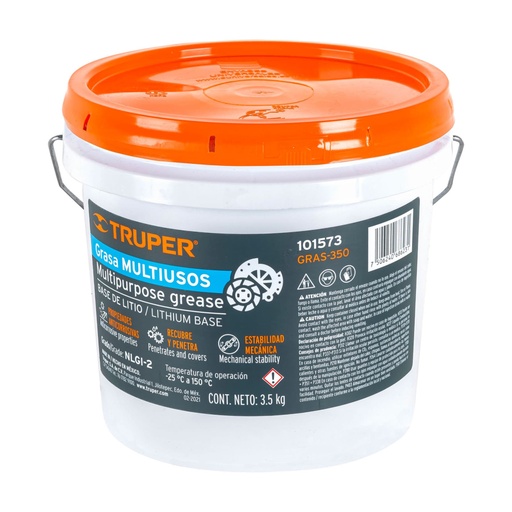 [101573] Grasa lubricante multiusos, base litio, 3.5 kg, TRUPER GRAS-350