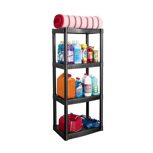 [25075] Estante plástico 4 repisas capacidad 27kg, 56x36x123, PRETUL EST-4P
