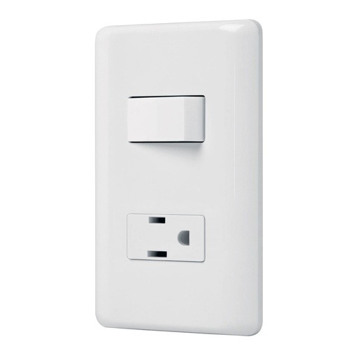 [25077] Placa armada contacto e interruptor sencillo, VOLTECK BASIC PA-APCO-B