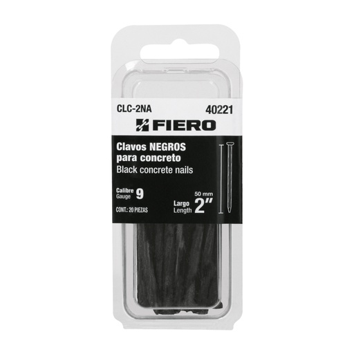 [40221] Blíster con 20 clavos negros para concreto 2', FIERO CLC-2NA
