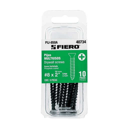 [40734] Blíster 10 pijas #8 x 2' cabeza plana phillips multiusos PIJ-850A