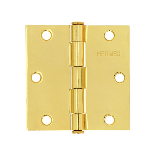 [43238] Bisagra cuadrada 3-1/2', acero latonado, cabeza plana HERMEX BC-351P