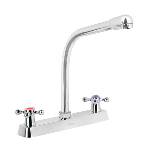 [45613] Mezcladora 8' fregadero cromo, cuello cobra, cruceta, BASIC F-319E