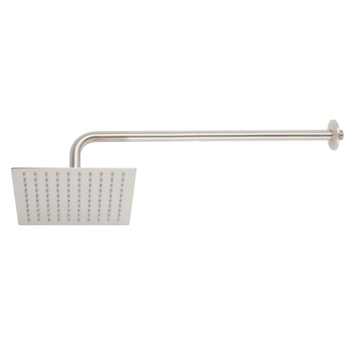 [45772] Regadera plato cuadrado 8' con brazo, satín, FOSET RIVIERA R-308N