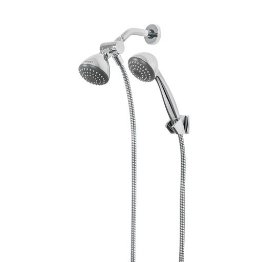 [45788] Regadera doble fija y teléfono 3-1/4', ABS, cromo, AERO R-001