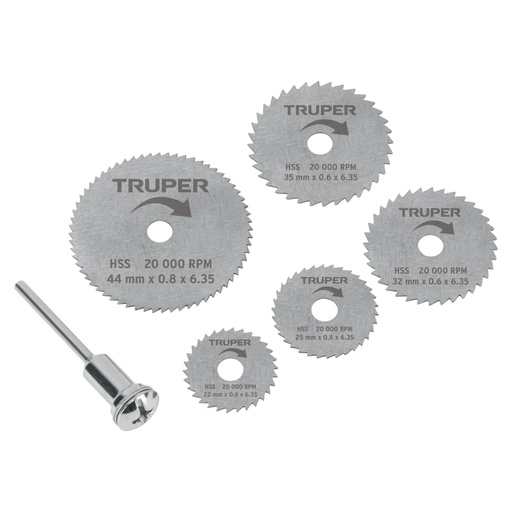 [102328] Kit de minidiscos sierra para herramienta rotativa, 6 piezas MOTO-5D