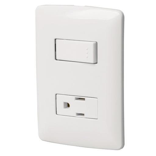 [46455] Placa armada contacto e interruptor, blanco, línea Italiana PA-APCO-IB