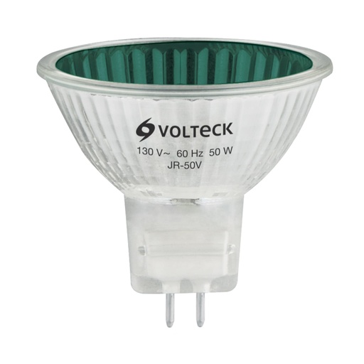 [47257] Lámpara de halógeno verde 50 W tipo MR16 en caja, VOLTECK JR-50V