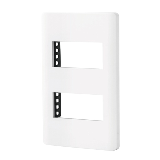 [47937] Placa blanca de 2 ventanas 1 módulo, línea Lisboa, VOLTECK PPDO-LB