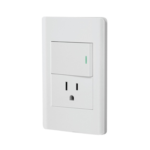 [47966] Placa armada blanca interruptor y contacto 1.5 mód, Lisboa PA-APCO15-LB