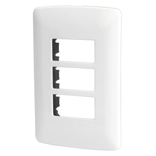 [48136] Placa de 3 módulos, blanca, Línea Italiana, VOLTECK PPTR-IB