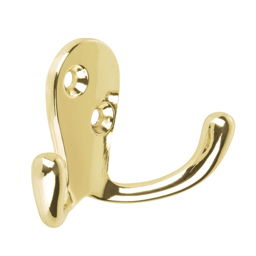 [48356] Gancho doble tipo perchero, 7 cm, latón brillante, HERMEX PEPU-21