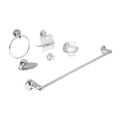 [49395] Juego de 6 accesorios para baño redondos, cromo, FOSET AQUA AQA-4000