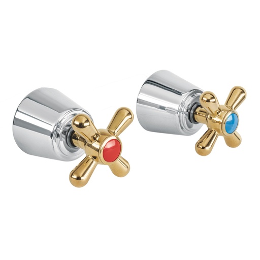 [49630] Juego de manerales de cruceta para regadera, cromo oro AQUA AQMR-61G