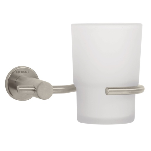 [49674] Portavaso cepillero satín con vaso de vidrio, FOSET ELEMENT ELA-71N