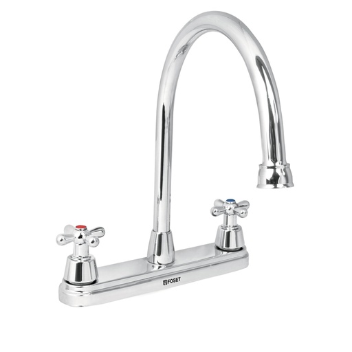 [49686] Mezcladora fregadero 8' cromo, cuello largo, cruceta, AQUA AQF-81