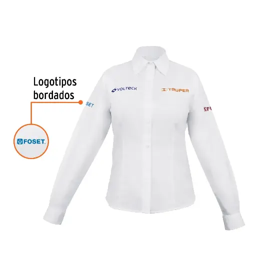 [63108] Camisa manga larga para mujer, blanca, G, Truper CAM-BCO-DLL