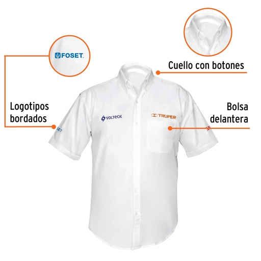 [66012] Camisa manga corta para hombre, blanca, EEEG, Truper CAM-BCO-CXXXL