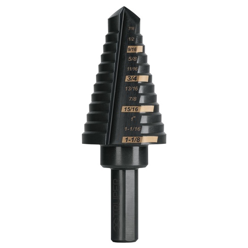 [101458] Broca escalonada óxido negro 12escalones 7/16 a 1-1/8,Truper BES-12A