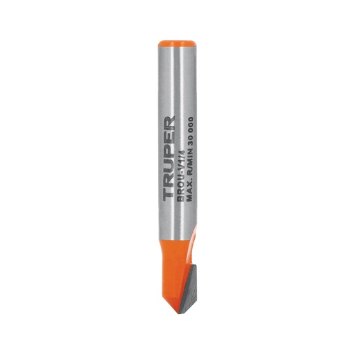 [102718] Broca para router, corte en 'V', 1/4', TRUPER BROU-V1/4