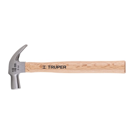 [10554] Martillo cabeza cónica 18 mm uña curva, mango madera, TRUPER MAC-18
