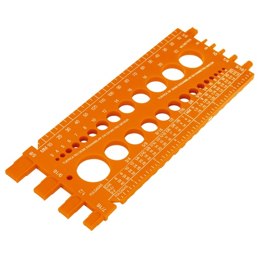 [10811] Regleta medidora de tuercas y tornillos, std y mm, TRUPER REGLA-22