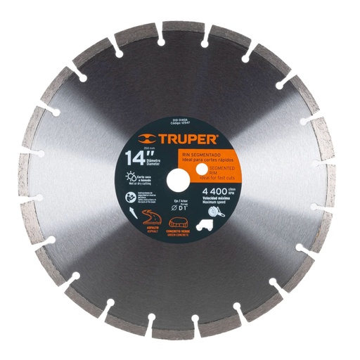[12547] Disco de diamante de 14' x 2.8 mm, corte asfalto y concreto DID-3140A