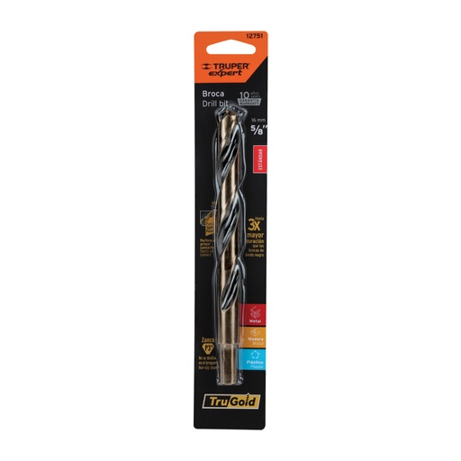 [12751] Broca HSS 5/8' Trugold para metal en blíster, EXPERT BAV-5/8-B