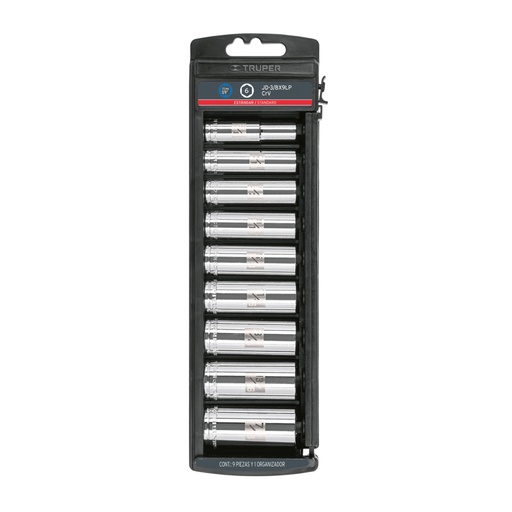 [14172] Juego de 9 dados largos cuadro 3/8' std, TRUPER JD-3/8X9LP