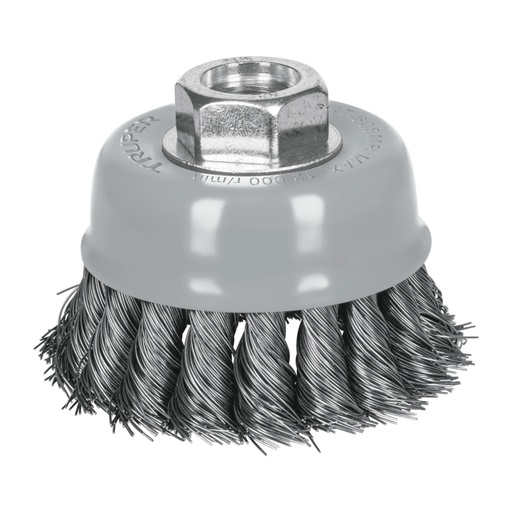 [100851] Carda copa 3' alambre trenzado fino, Multi-rosca, TRUPER CT-608MR